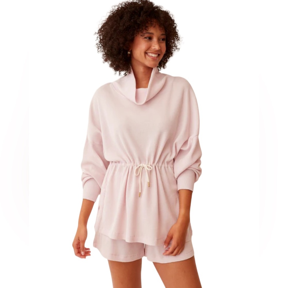 NWT Grey State Lt Pink Waffle Tunic w/ Cowl Neck